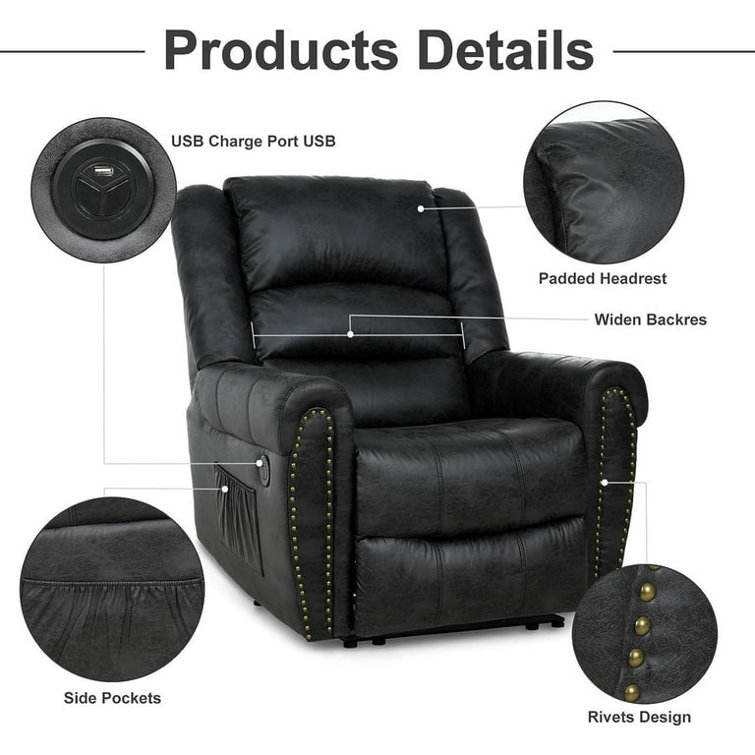 Latitude Run PU Leather Full Body Massage Chair Sleeper Recliner